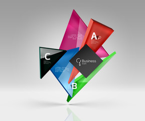 Geometric glass triangles abstract background