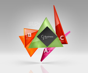 Geometric glass triangles abstract background