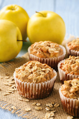 Oat muffins with apples and cinnamon.