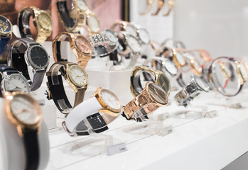 Watches in a luxury store