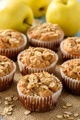 Oat muffins with apples and cinnamon.