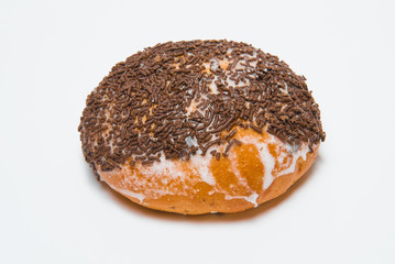 Chocolate bun isolated on a white background