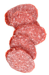 Salami on white background