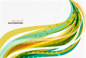 Vector color wave lines with dotted effect on light background