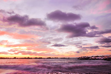 romantic seascape at sunset