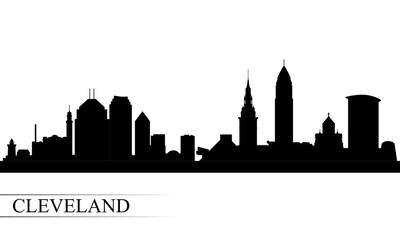 Cleveland city skyline silhouette background - obrazy, fototapety, plakaty
