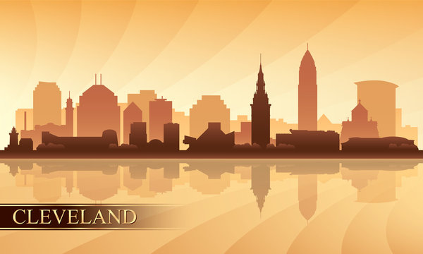 Cleveland city skyline silhouette background