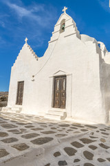 Fototapeta na wymiar Greek orthodox church in Mykonos, Cyclades, Greece. Traditional