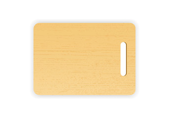 Wooden chopping or cutting board on white background. Vector illustration.