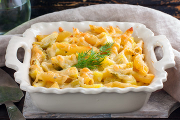 Baked with whole-grain pasta, vegetables and cheese horizontal