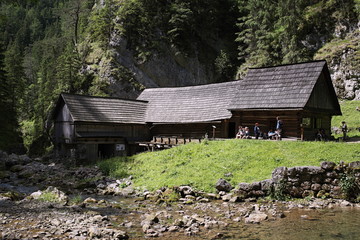 Watermill - Oblazy, Slovakia. Old wooden water mill at National Nature Reserve Kvacianska dolina in Slovakia © Branislav