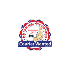 Courier wanted, Job Openings, We are Hiring - business label / ribbon. Print colors used