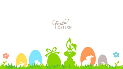 Silhouette Frohe Ostern Hase und Ei