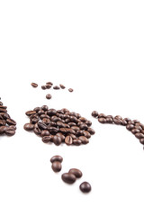 Coffee beans on a white background