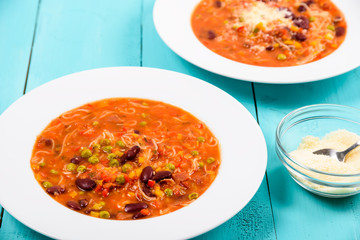 Minestrone Soup With Parmesan Cheese