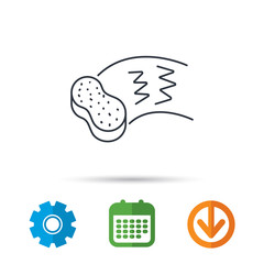 Hand wash icon. Cleaning sponge sign. Calendar, cogwheel and download arrow signs. Colored flat web icons. Vector