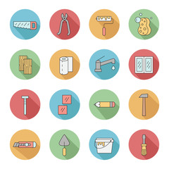 Home repair & construction outline circle vector icons. Part two