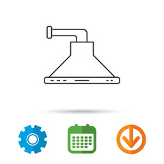 Fototapeta premium Kitchen hood icon. Kitchenware equipment sign. Calendar, cogwheel and download arrow signs. Colored flat web icons. Vector