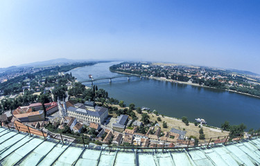 Esztergom, view from cathedral to Danube, Hungary, Danube bend