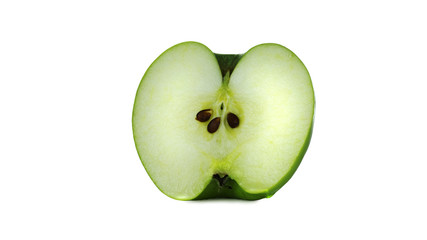 Half of green Apple on a white background.
