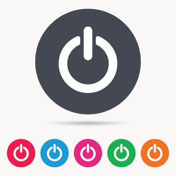 On, off power icon. Energy switch symbol. Colored circle buttons with flat web icon. Vector