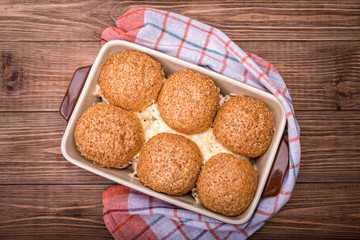 Chicken cheese sliders . Concept of cooking .