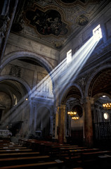 Fototapeta premium Cathedral at Easter, sun-rays, Italy, Aplulia, Ostuni