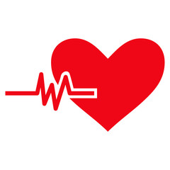 Heart Pulse flat icon. Vector red symbol. Pictograph is isolated on a white background. Trendy flat style illustration for web site design, logo, ads, apps, user interface.