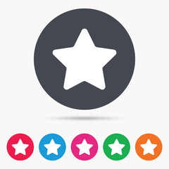 Star icon. Favorite or best sign. Web ranking symbol. Colored circle buttons with flat web icon. Vector