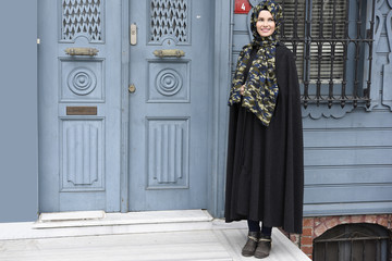 Fototapeta na wymiar beautiful elegant muslim women posing outside