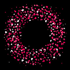 Pink Valentines hearts pattern wreath on transparent background.