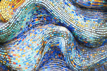 Texture Mosaic Tiles  Colorful Wave Background - 136296901