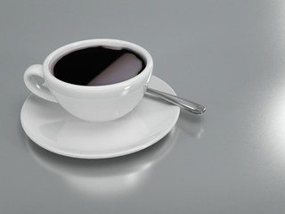 Cup of coffee napkin and spoon