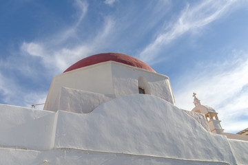 Fototapeta na wymiar Greek orthodox church in Mykonos, Cyclades, Greece. Traditional