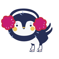 Cute penguin on the skates