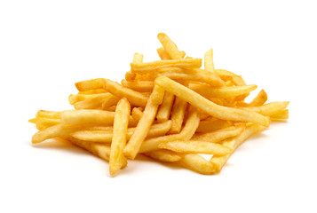 potato fry on white isolated background
