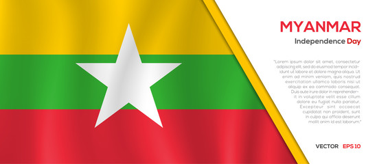 Myanmar flag waving vector illustration