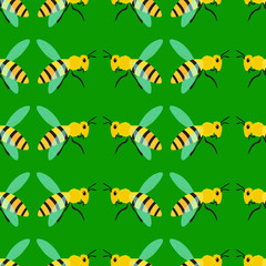 Naklejka premium Bee pattern on green background
