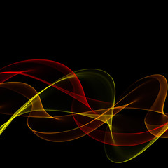 Abstract color fume shapes on black
