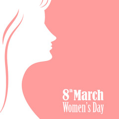 Women's day graphic design with white silhoutte of a lady