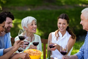 Happy family toasting a glasses of wine