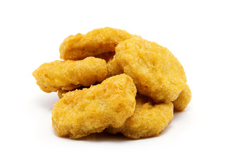 Fried chicken nuggets isolated on white