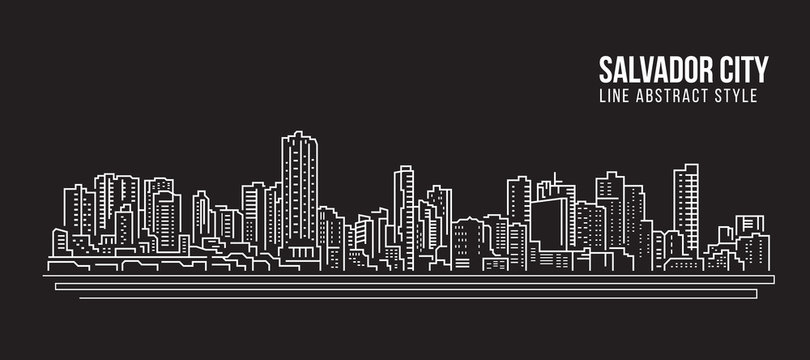 Cityscape Building Line art Vector Illustration design - Salvador city