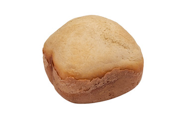 Isolated homemade fresh white bread, cooked in a bread maker.