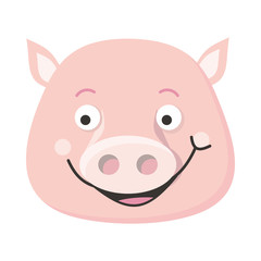 Pig Face Vector Illustration in Flat Design