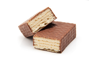 chocolate waffles isolate on white