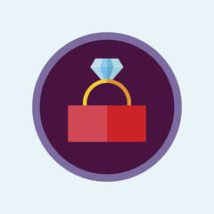 Colorful Icon. engagement ring Vector Illustration. Flat ring