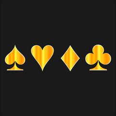 Gold card suit icon vector, playing cards symbols vector