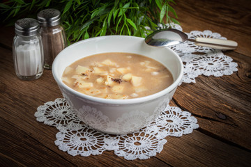 Mushroom soup with noodles.