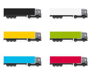 Design templates for transport. Mockup of color truck or van. Branding for advertising and corporate identity.